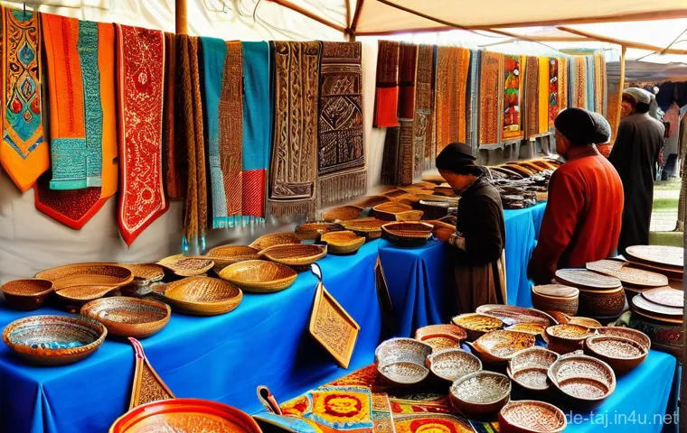 타지키스탄의 수공예품 - **Prompt: Dual Craftsmanship: Woodcarver and Potter in a Tajik Workshop**
    A dynamic image showca...
