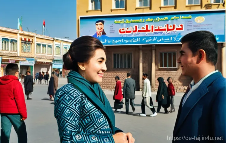 타지키스탄의 주요 언어와 학습 팁 - "A warm and inviting scene inside a traditional, bustling bazaar in Dushanbe, Tajikistan. A friendly...